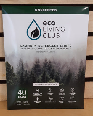 Eco Living Club laundry detergent strips scent free