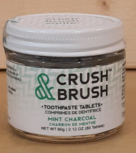 Load image into Gallery viewer, Crush and brush toothpaste tablets charcoal mint
