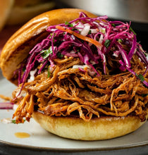 Load image into Gallery viewer, **NEW** Pulled pork burger with Nova Kraut! Served with salads