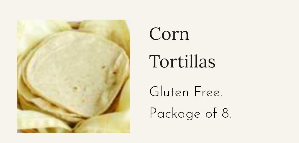 Corn Tortillas - Gluten Free package of 8